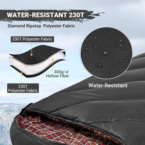  KingCamp -12°C / 10.4°F Lightweight Envelope Down Sleeping Bag, 500 Fill Power, for Camping, Hiking, Backpacking - 4 Colors