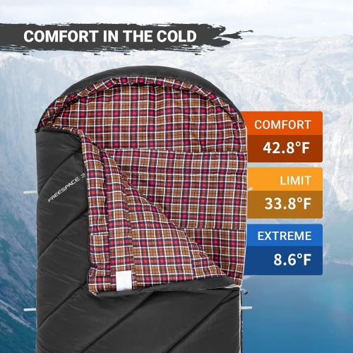  KingCamp -12°C / 10.4°F Lightweight Envelope Down Sleeping Bag, 500 Fill Power, for Camping, Hiking, Backpacking - 4 Colors