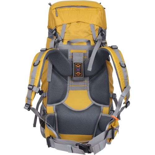 KingCamp 50L Internal Frame Hiking Backpack with Rain Cover for Men Women,45L+5L Waterproof Anti-Tear Climbing Backpacks with Adjustable Strap Belt for Camping Backpacking, Yellow,