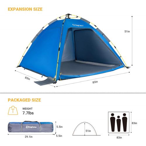  KingCamp Quick up 2-3 Person Camping Mesh Beach Tent, Sun Shelter UPF 50+, Mosquito Net Screen Room Tents