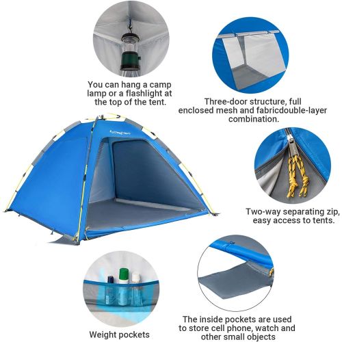  KingCamp Quick up 2-3 Person Camping Mesh Beach Tent, Sun Shelter UPF 50+, Mosquito Net Screen Room Tents