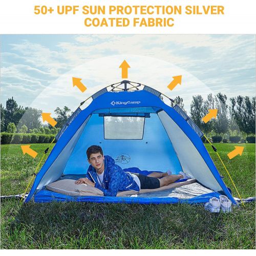  KingCamp Quick up 2-3 Person Camping Mesh Beach Tent, Sun Shelter UPF 50+, Mosquito Net Screen Room Tents