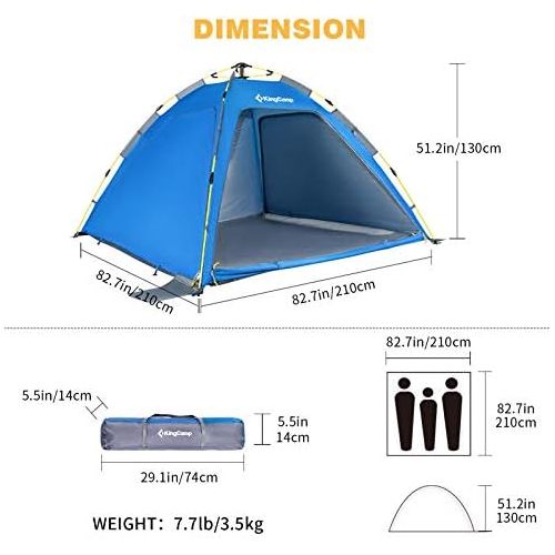  KingCamp Tent Water Resistant Dome Tent for Camping with Carry Bag 2 People Awning Outdoors Easy Set Up Great for Camping, Hiking & Backpacking 83 x 83 x 51 Inch