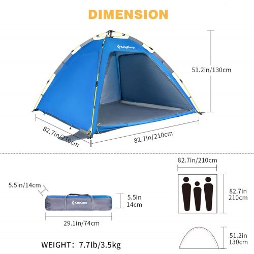  KingCamp Tent Water Resistant Dome Tent for Camping with Carry Bag 2 People Awning Outdoors Easy Set Up Great for Camping, Hiking & Backpacking 83 x 83 x 51 Inch