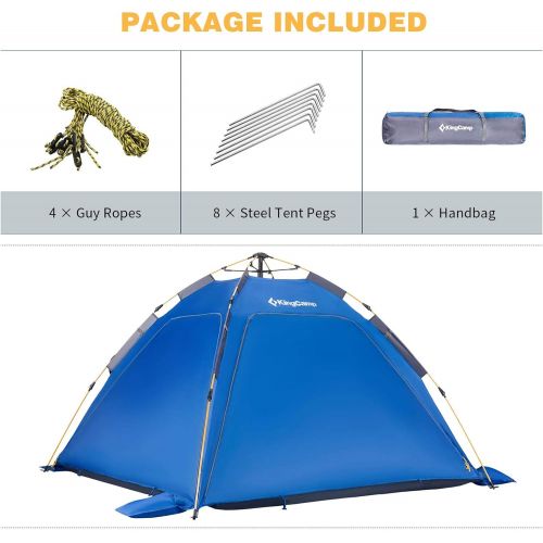  KingCamp Tent Water Resistant Dome Tent for Camping with Carry Bag 2 People Awning Outdoors Easy Set Up Great for Camping, Hiking & Backpacking 83 x 83 x 51 Inch