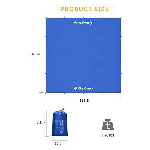  KingCamp Camping Tarp 10ft/13ft Oversize Tarp for Camping Lightweight Tearproof Hammock Rain Fly Waterproof Tarp with Silver Coating UPF50+ UV Protection for Backpacking Hiking Tra