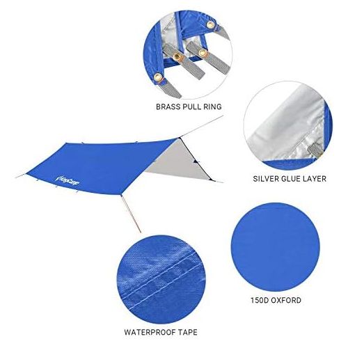  KingCamp Camping Tarp 10ft/13ft Oversize Tarp for Camping Lightweight Tearproof Hammock Rain Fly Waterproof Tarp with Silver Coating UPF50+ UV Protection for Backpacking Hiking Tra