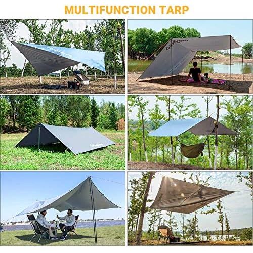  KingCamp Camping Tarp 10ft/13ft Oversize Tarp for Camping Lightweight Tearproof Hammock Rain Fly Waterproof Tarp with Silver Coating UPF50+ UV Protection for Backpacking Hiking Tra