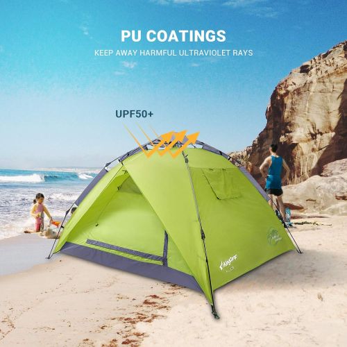  KingCamp 3-Persons 2-Seasons Quick-Up 2-IN-1Durable Roomy Outdoor Camping Tent with Two Door Awnings Blue Green