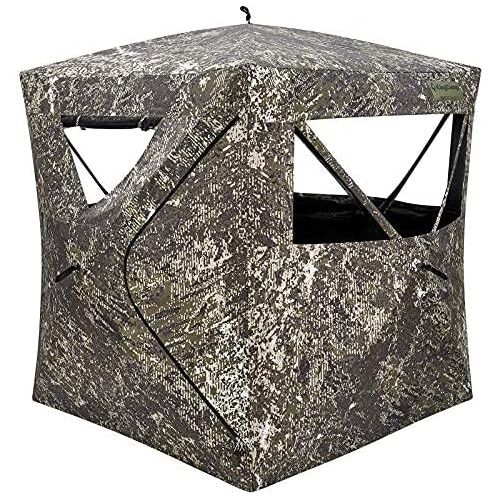  KingCamp Hunting Blind 270 Degree See Through with Carrying Bag 3 Person Ground Blinds for Deer Hunting Pop Up Turkey Blinds for Hunting Ground Blinds Portable Durable Camouflage T
