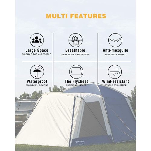  KingCamp Melfi Plus SUV Car Tent 4-6 Person Multifunctional + Thick Comfortable Air Sleeping Pad, Easy for Traveling Family Outdoor Activities