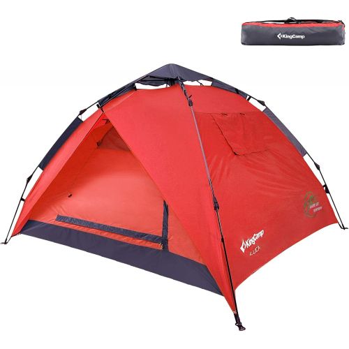  KingCamp 3-Persons 2-Seasons Quick-Up 2-IN-1Durable Roomy Outdoor Camping Tent with Two Door Awnings KT3091, 83 × 83 × 51 inches, 3.5 kg / 7.7 lbs