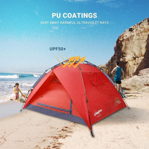  KingCamp 3-Persons 2-Seasons Quick-Up 2-IN-1Durable Roomy Outdoor Camping Tent with Two Door Awnings KT3091, 83 × 83 × 51 inches, 3.5 kg / 7.7 lbs