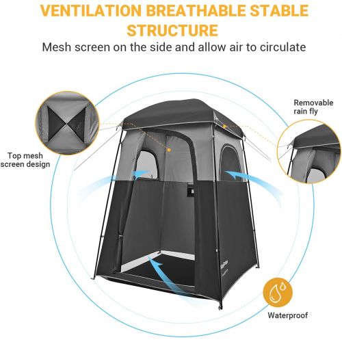  KingCamp Oversize Space Privacy Shower Tent with 5 Gallon Camping Shower Bag for Outdoor Camping Traveling Premium Camp Spa Warm Shower & Clean