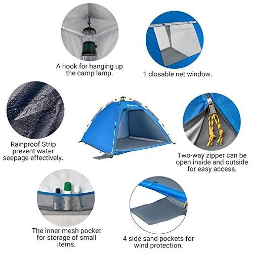  KingCamp Tent Water Resistant Dome Tent for Camping with Carry Bag 2 People Awning Outdoors Easy Set Up Great for Camping, Hiking & Backpacking 83 x 83 x 51 Inch