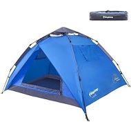 KingCamp 3-Persons 2-Seasons Quick-Up 2-IN-1Durable Roomy Outdoor Camping Tent with Two Door Awnings Blue Green