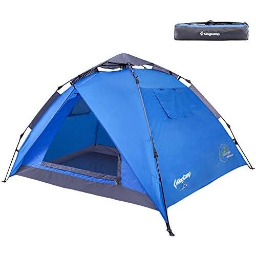  KingCamp 3-Persons 2-Seasons Quick-Up 2-IN-1Durable Roomy Outdoor Camping Tent with Two Door Awnings Blue Green