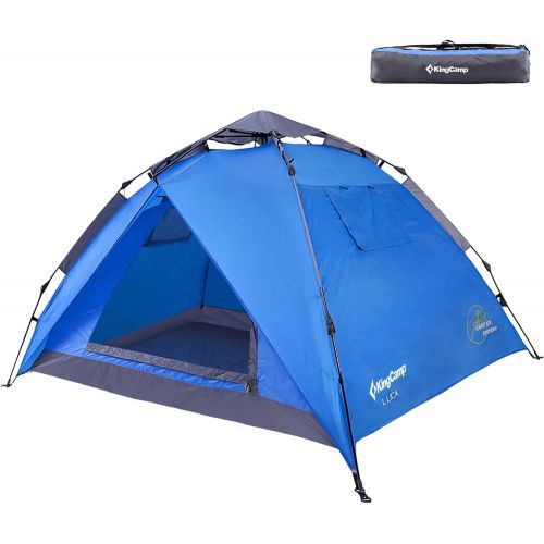  KingCamp 3-Persons 2-Seasons Quick-Up 2-IN-1Durable Roomy Outdoor Camping Tent with Two Door Awnings Blue Green