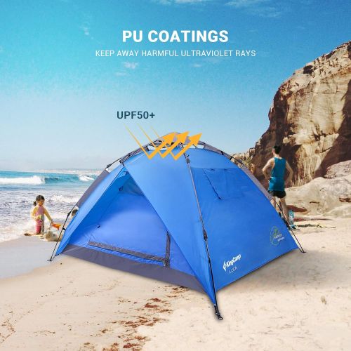  KingCamp 3-Persons 2-Seasons Quick-Up 2-IN-1Durable Roomy Outdoor Camping Tent with Two Door Awnings Blue Green