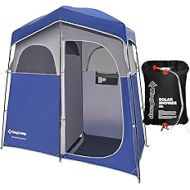 KingCamp Oversize Camping Shower Tent Privacy Shelter Tent with Solar Shower Bag 20 Litre / 5.28 Gallon Double Room Blue