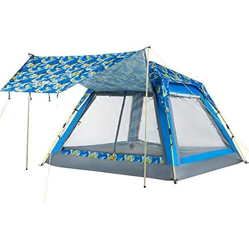  KingCamp 3-4 Person Automatic Pop-Up Double Layer Camping Tent Easy Set up Double Layer Waterproof Backpacking Square Top Tent, for Outdoor Camping Beach Hiking