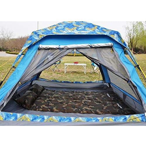  KingCamp 3-4 Person Automatic Pop-Up Double Layer Camping Tent Easy Set up Double Layer Waterproof Backpacking Square Top Tent, for Outdoor Camping Beach Hiking