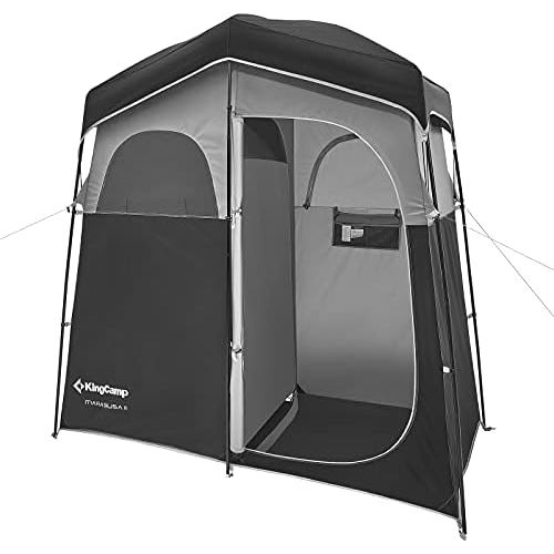  KingCamp Shower Tent Oversize Extra Wide Camping Privacy Shelter Tent, Portable Outdoor Shower Tent Dressing Changing Room Tent with Carry Bag, Camp Toilet, Easy Set Up, 1 Rooms/2