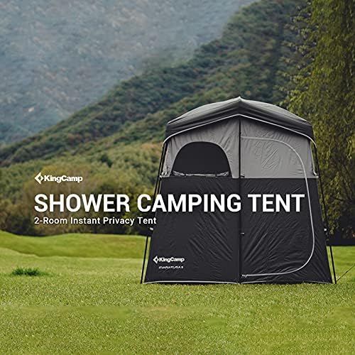  KingCamp Shower Tent Oversize Extra Wide Camping Privacy Shelter Tent, Portable Outdoor Shower Tent Dressing Changing Room Tent with Carry Bag, Camp Toilet, Easy Set Up, 1 Rooms/2