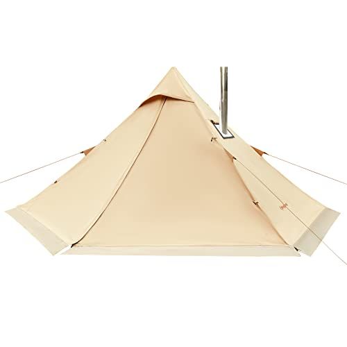  KingCamp Torino Hot Tent with Stove Jack Wind-Proof Warm Winter Canvas Tent for Cold Weather Camping Teepee Hot Tent with Snow Skirt for Solo Winter Camping Hiking Hunting Luxury C