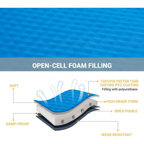  [아마존베스트]KingCamp Deluxe Series Thick Self Inflating Camping Sleeping Pad Foam Mat Mattress, Single and Double 4 Size