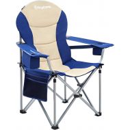 [아마존베스트]KingCamp Camping Chair with Lumbar Back Support, Padded Folding Chair with Cooler, Armrest, Cup Holder, Oversized Quad Camp Chair Heavy Duty, Supports 350 lbs