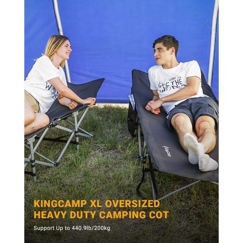  KingCamp Camping Cots for Adults Most Comfortable Sturdy Portable Quick Folding Camping Bed Heavy Duty Support 300 lbs Cots for Camping Large Outdoor Cot for Family Camping Travel