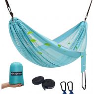 KingCamp Camping Hammock, Breathable Lightweight Portable Mesh Hammocks for Outdoor Patio, Beach and Hiking, 2 Tree Straps Included (Cyan)