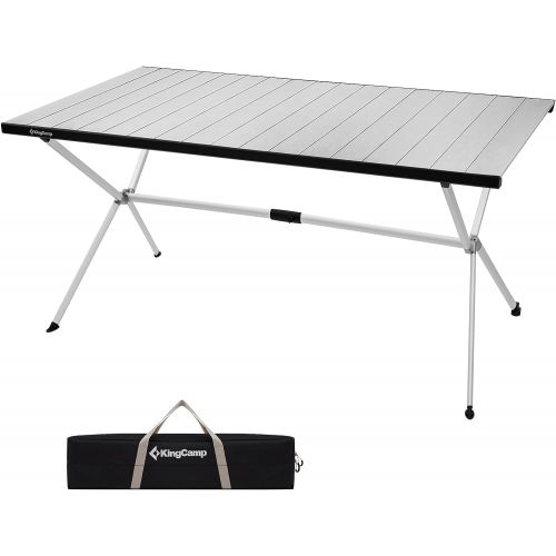  KingCamp Camping Table Roll up Aluminum Folding Table Lightweight Large Portable Foldable Camp Table for Picnic Camping Barbecue Backyard Beach Tailgate Indoor Outdoor, 4-6 Person,