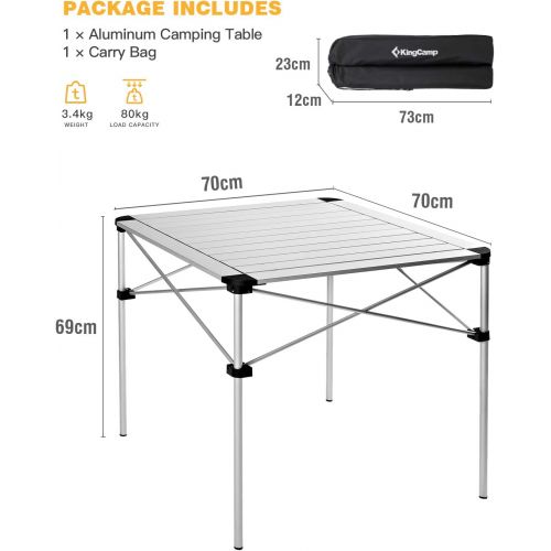  KingCamp KC3961_Silver Camping Table, 27.5×27.5×27.1