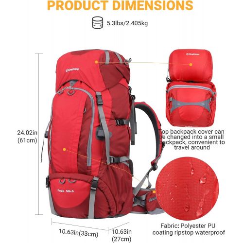  KingCamp 50+5 L Internal Frame Hiking Backpack High-Performance for Camping Backpacking