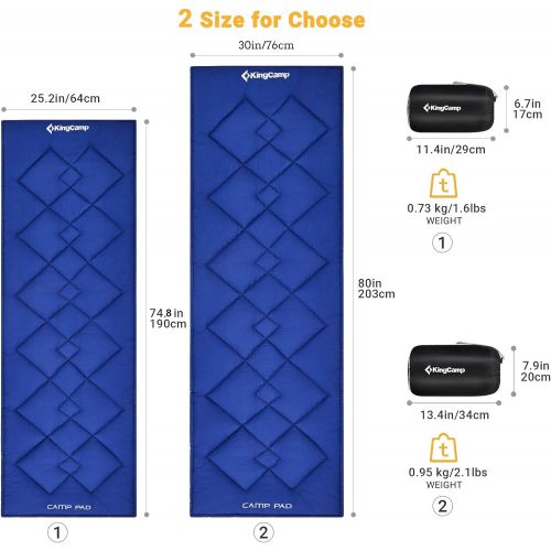  KingCamp Camping Sleeping Cot Pad Cotton Mat Ultralight Soft 1 ” Thick Sleeping Mat Perfect for Camp Cot Bed Indoor or Outdoor