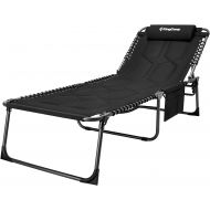 KingCamp Camping Cot Portable 4 Adjustable Folding Sleeping Reclining Lounger Chair with Pillow for Travel Camp Support to 330lbs