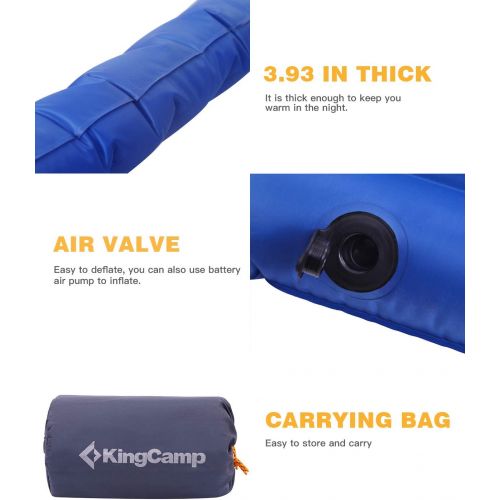  KingCamp Extra Thick Inflatable Camping Mattress with Built-in Pump Most Comfortable Durable Camping Air Mattress Lightweight 123oz/3.4kg Camping Accessories for Outdoors Indoor