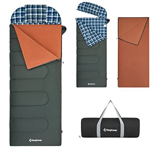  KingCamp Sleeping Bags for Adults Cold Weather XXL Cotton Flannel Sleeping Bag for Winter Camping Hunting Fishing 3-in-1 Sleeping Bag with Removable Liner