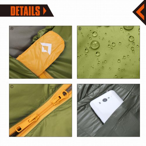  KingCamp Duck Down Ultralight Compact -4F & 10.4F Sleeping Bag for Camping,Hiking,Backpacking