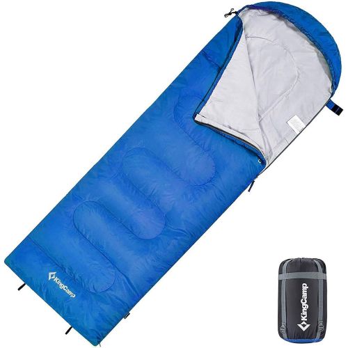  KingCamp Envelope Sleeping Bag 3 Season Spliced Adult Portable Lightweight and Comfort with Compression Sack Camping Backpack Temp Rating 26F-3C