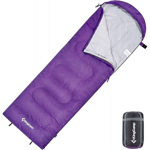  KingCamp Envelope Sleeping Bag 3 Season Spliced Adult Portable Lightweight and Comfort with Compression Sack Camping Backpack Temp Rating 26F-3C