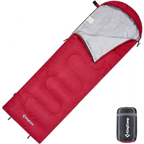  KingCamp Envelope Sleeping Bag 3 Season Spliced Adult Portable Lightweight and Comfort with Compression Sack Camping Backpack Temp Rating 26F-3C