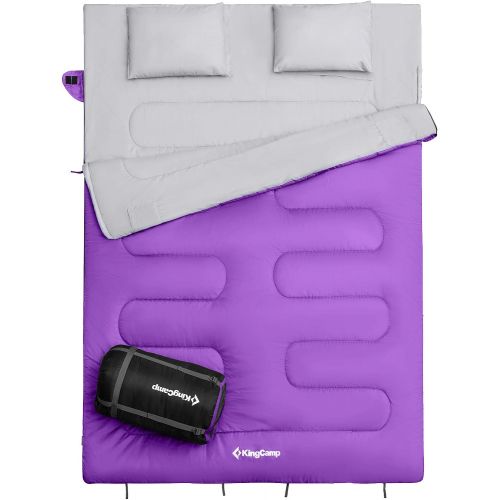  KingCamp Queen Size Sleeping Bag 26 F-3C with 2 Pillows and Compression Bag