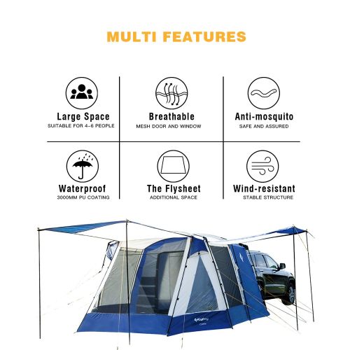  KingCamp Melfi Plus SUV Car Tent 3 Seasons 4-6 Person Multifunctional,Suitable Camping Traveling Family Outdoor Activities