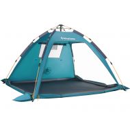 KingCamp Quick Up 3-4 Person Breathable Cabana Beach Sun Shelter Tent with Detachable Three Side Walls