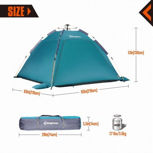  KingCamp Quick Up 3-4 Person Breathable Cabana Beach Sun Shelter Tent with Detachable Three Side Walls