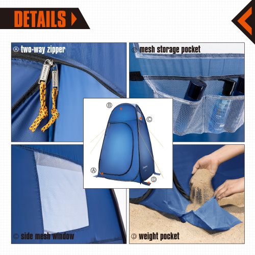  KingCamp Pop Up Dressing Changing Tent Shower Room Detachable Floor for Camping Outdoor Beach Toilet Portable with Carry Bag