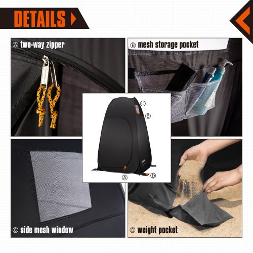  KingCamp Portable Pop Up Privacy Shelter Dressing Changing Privy Tent Cabana Screen Room w Weight Bag for Camping Shower Fishing Bathing Toilet Beach Park, Carry Bag Included